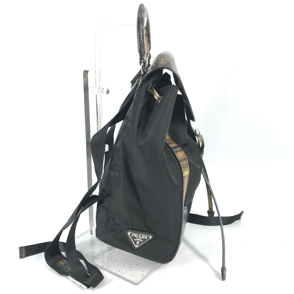 PRADA Triangle Plate Check Backpack Rucksack Daypack Bag Drawstring Rucksack - Picture 4 of 15